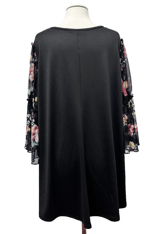 100 CP {Fight For Love} Black Sheer Floral Sleeve Tunic EXTENDED PLUS SIZE 3X 4X 5X - Image 5
