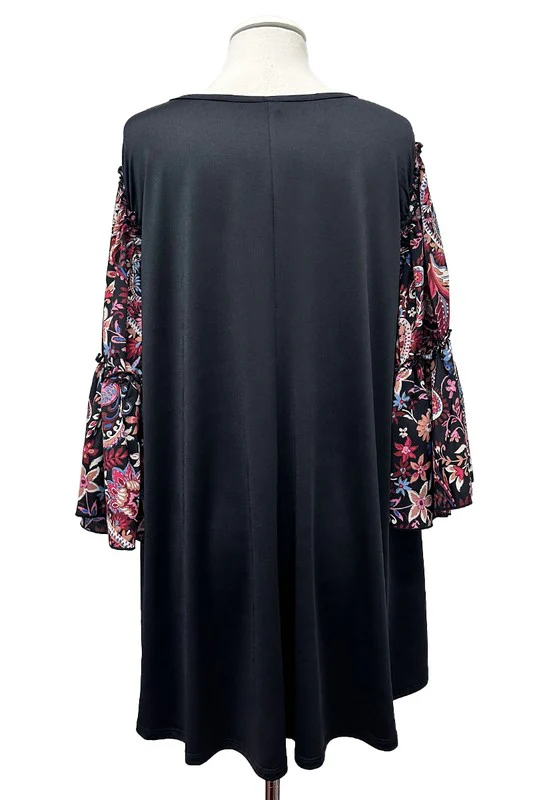 100 CP {Inner Voice} Black Red Multi Floral Sleeve Tunic EXTENDED PLUS SIZE 3X 4X 5X - Image 5