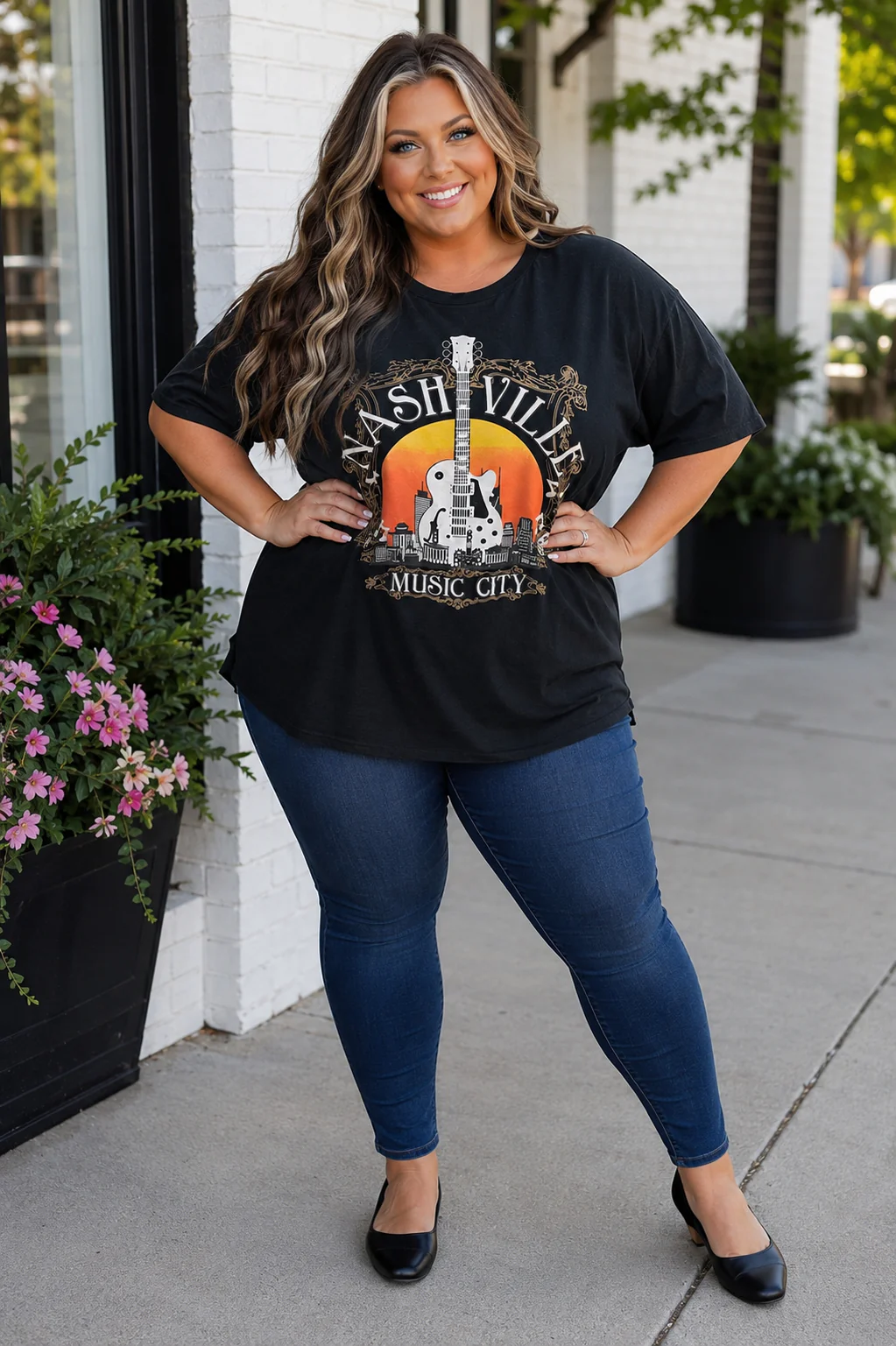 100 GT {Nashville Bound} Black Nashville Music City Tee PLUS SIZE 3X
