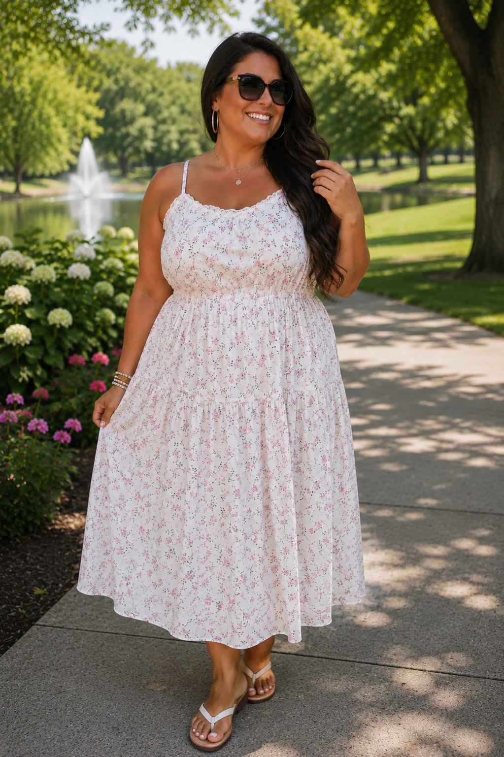 100 LD {Ribbons & Lace} Ivory Pink Floral Long Dress PLUS SIZE 1X