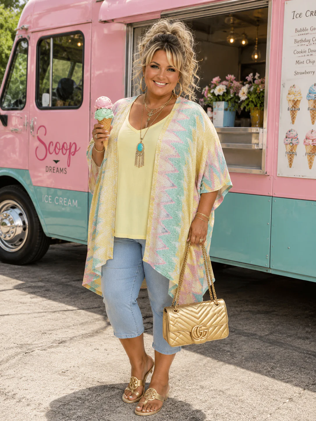 100 OT {Desert Shimmer} Yellow Tribal Cardigan PLUS SIZE 3X
