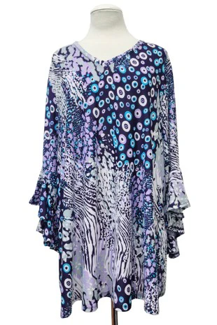 100 PQ {Lock It Down} Purple Mixed Print V-Neck Top EXTENDED PLUS SIZE 2X 3X 4X  TRUE TO SIZE!! - Image 2