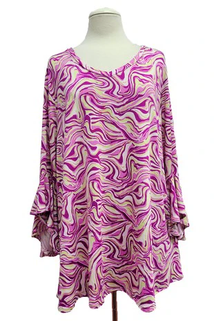 100 PQ {Swirl With Me} Purple Swirl Cascading Sleeve Top EXTENDED PLUS  SIZE  TRUE TO SIZE!! - Image 5