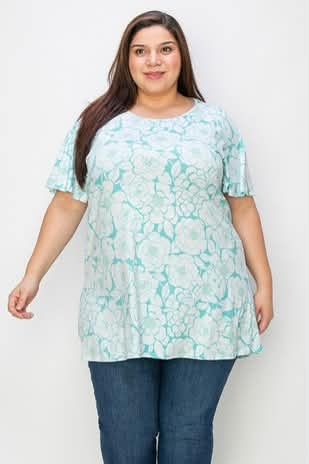100 PSS {Fabulously Floral} Mint Floral Wide Sleeve Top EXTENDED PLUS SIZE 4X 5X 6X - Image 2
