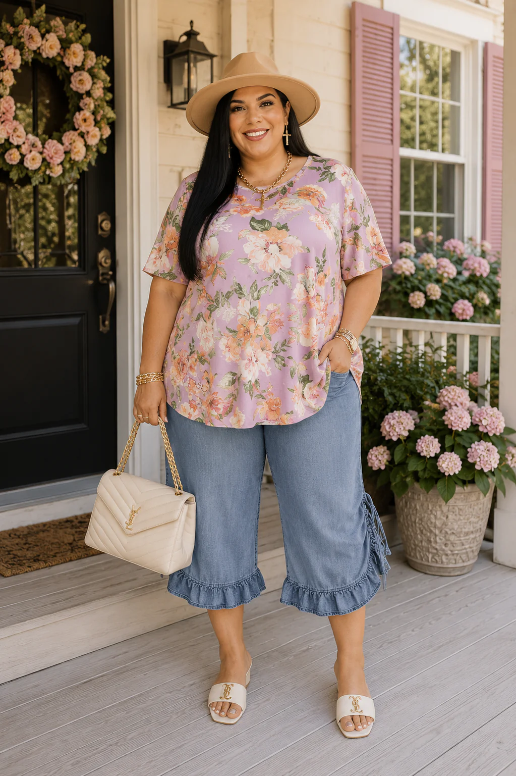 100 PSS {Lilac Lane} Lilac Floral Wide Sleeve Top EXTENDED PLUS SIZE 3X 4X 5X