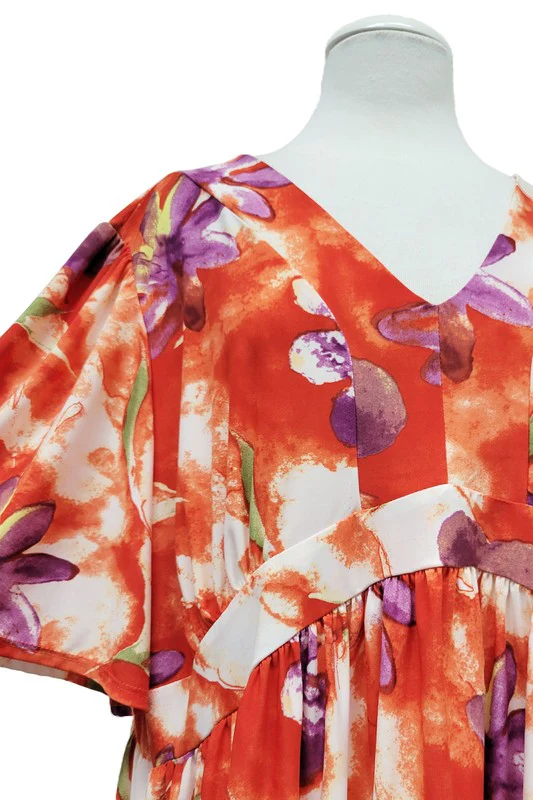 100 PSS {Steady & True} Orange Floral Babydoll Top EXTENDED PLUS SIZE 3X 4X 5X - Image 5