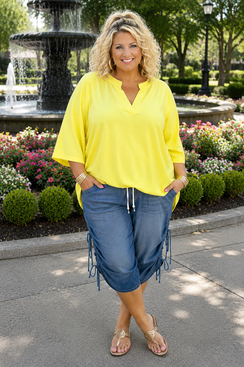 100 SQ {Key Lime} Dear Scarlett Lime V-Neck 3/4 Sleeve Top PLUS SIZE 2X