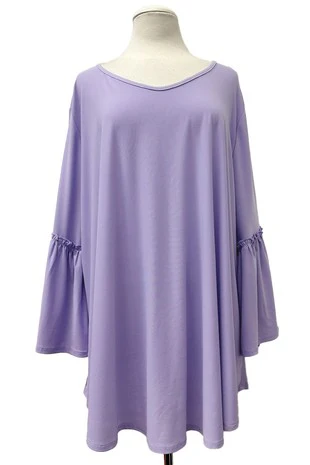 100 SQ {Soulful Feeling} Lavender Mist Flounce Sleeve Top EXTENDED PLUS SIZE 3X 4X 5X - Image 2