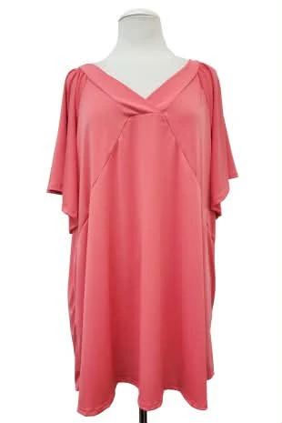 100 SSS {Coral Reef} Coral V-Neck Wide Sleeve Top EXTENDED PLUS SIZE 4X 5X 6X - Image 2
