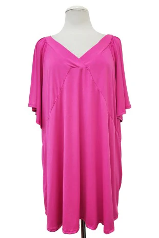 100 SSS {Meet Me In Malibu} Fuchsia V-Neck Wide Sleeve Top EXTENDED PLUS SIZE 4X 5X 6X - Image 2
