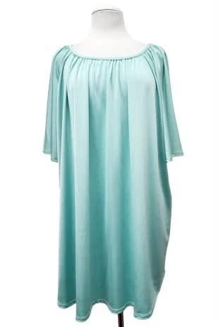 100 SSS {Mint To Be} Mint Solid Shirred Sleeve Top EXTENDED PLUS SIZE 4X 5X 6X - Image 2