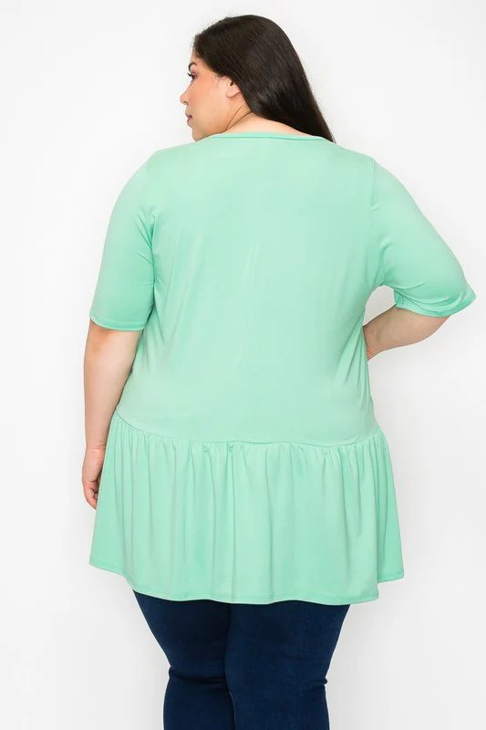 100 SSS {Someday Soon} Mint Round Neck Babydoll Top EXTENDED PLUS SIZE 3X 4X 5X - Image 4