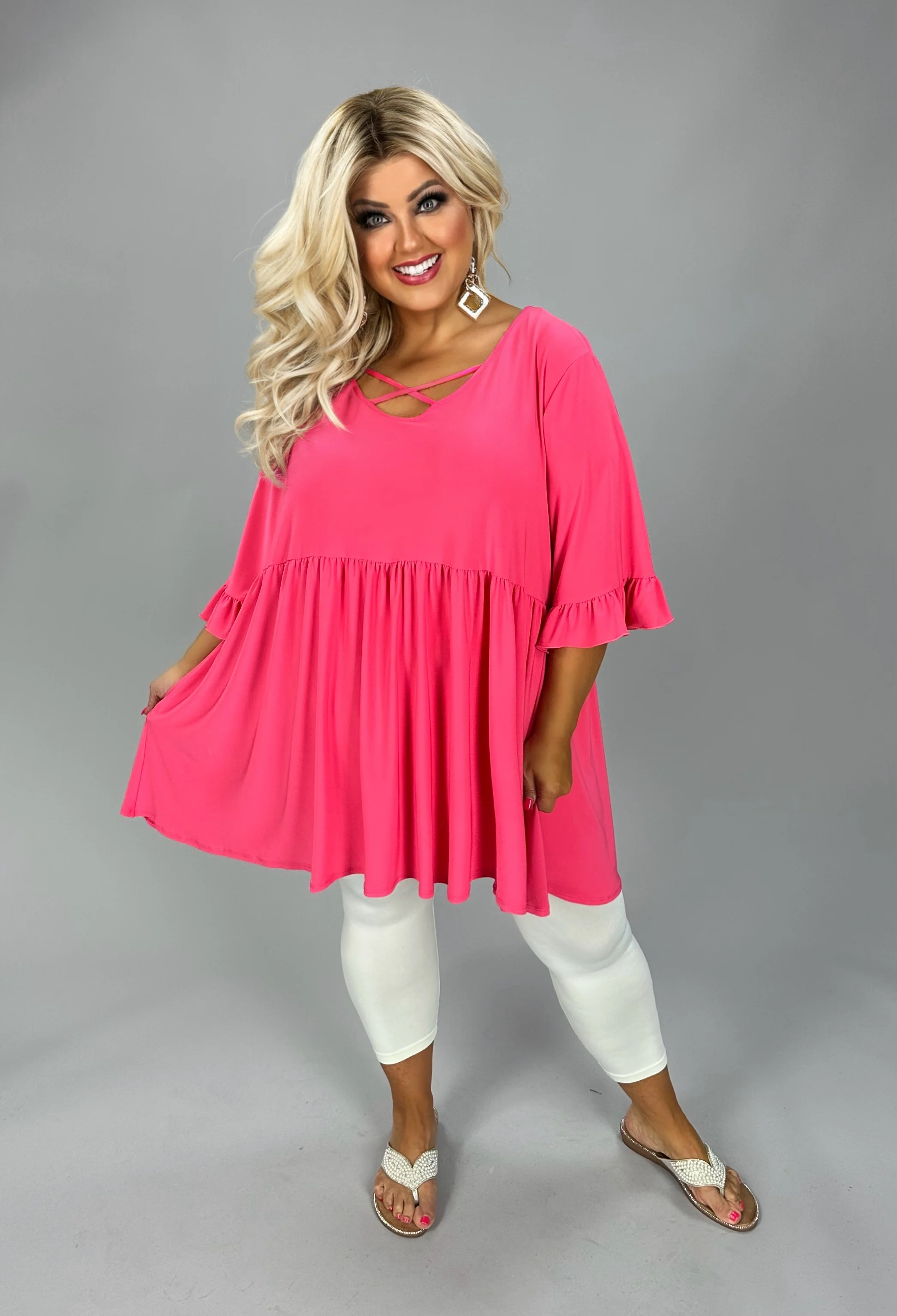 100 SSS {There Is Hope} Fuchsia Cross Neck Tunic EXTENDED PLUS SIZE 3X 4X 5X - Image 3