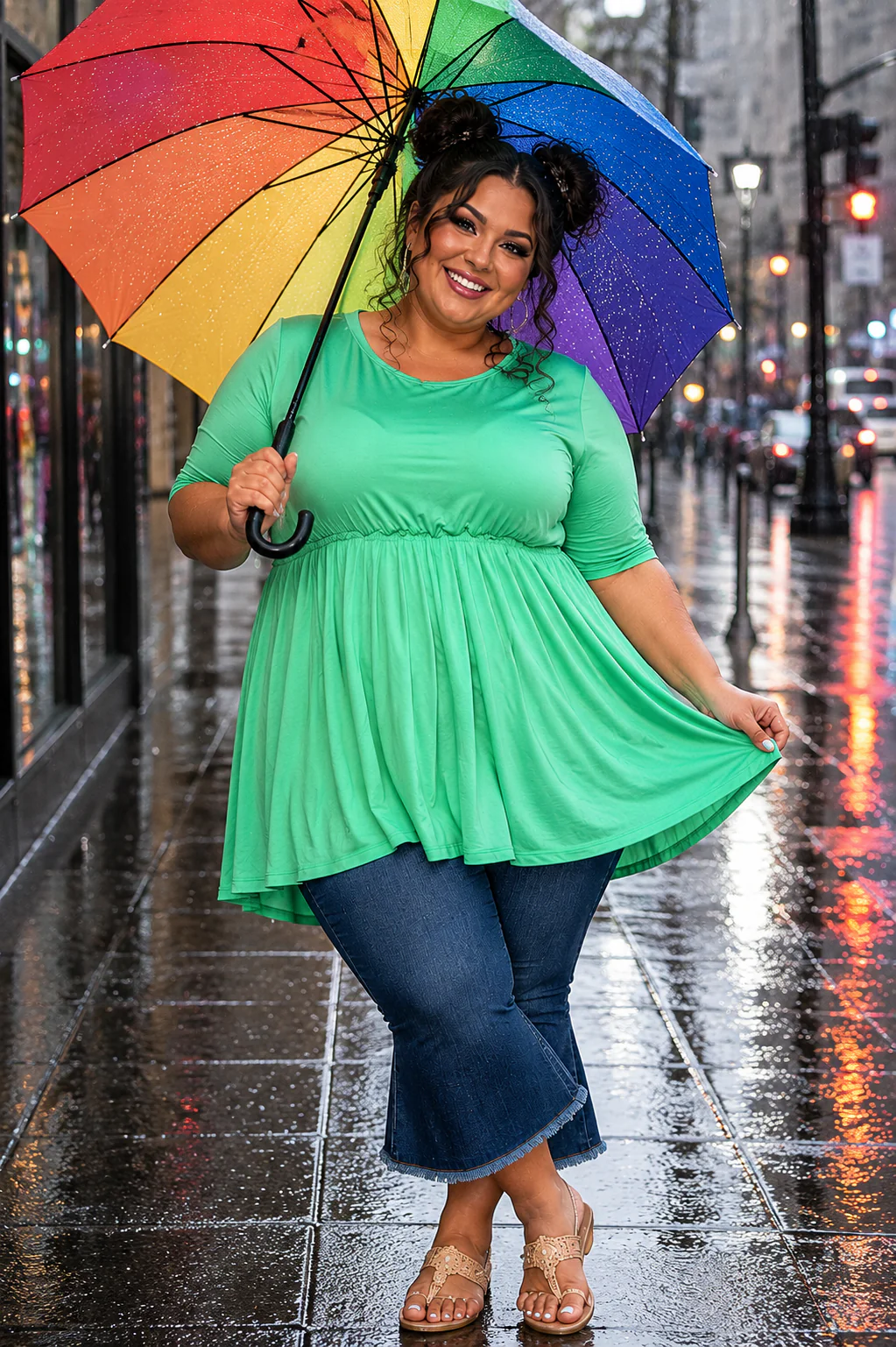 100 SSS {Woodland Story} Fern Green Solid Shirred Top EXTENDED PLUS SIZE 4X 5X 6X