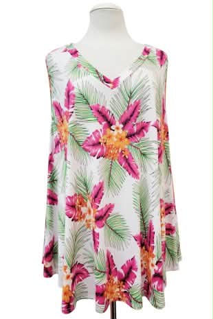100 SV {Vacation Mode} Fuchsia Tropical V-Neck Sleeveless Top EXTENDED PLUS SIZE 1X 2X 3X 4X 5X 6X - Image 2
