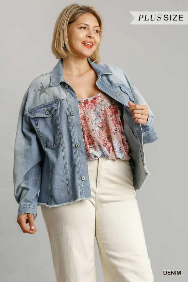11 OT-A {Mega Star} "UMGEE" Light Blue  Denim Jacket PLUS SIZE XL 1X 2X - Image 3