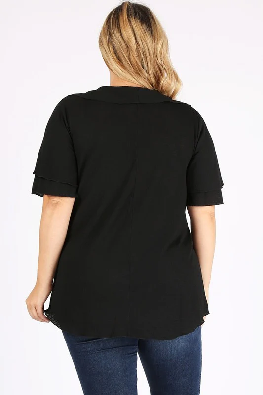 11 SSS {Dark Nights} Black Top W/ Ruffle Detail PLUS SIZE 1X 2X 3X - Image 4
