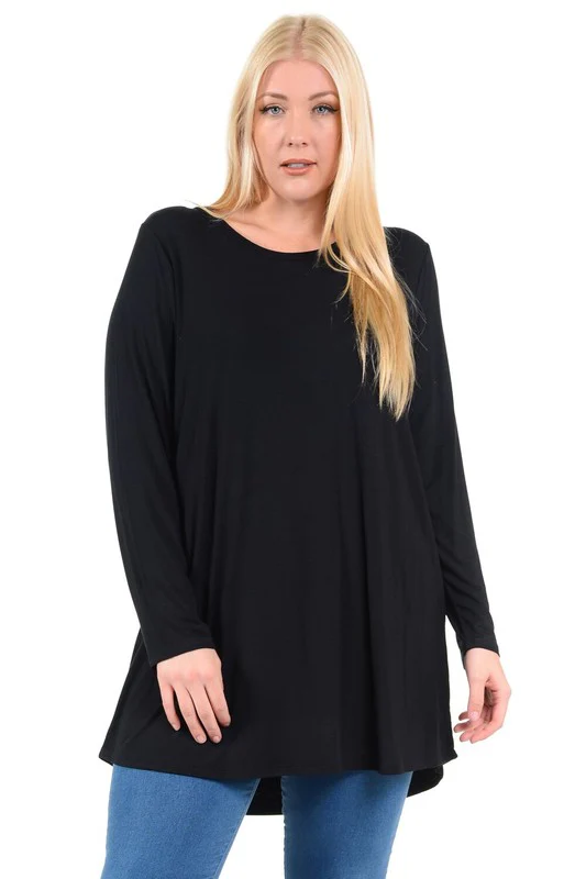 13 SLS {Weekly Favorite} Solid Black Long Sleeve Top PLUS SIZE XL 2X 3X - Image 3
