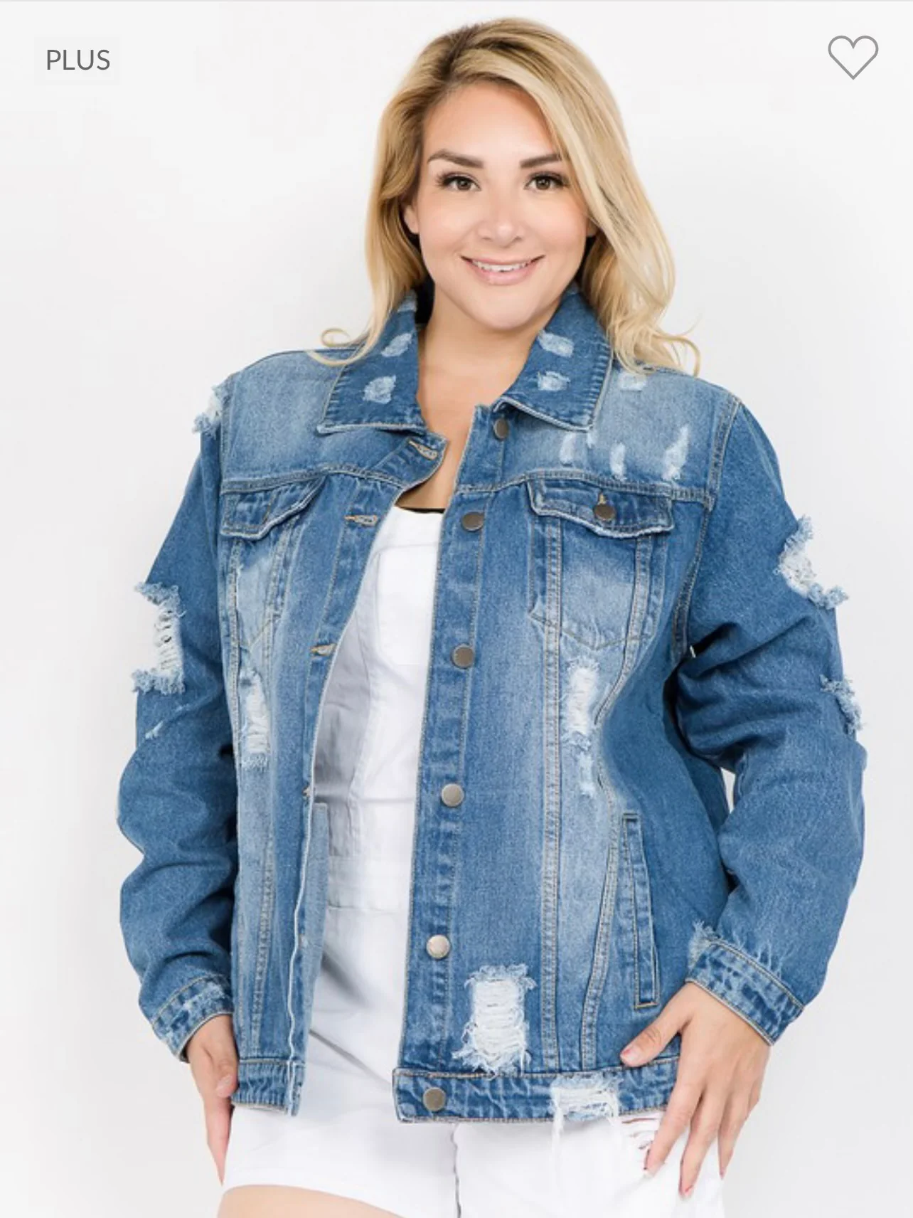 14 OT-A    {Global Fashion} Denim Jacket with Graphic Detail  PLUS SIZE 1X 2X 3X - Image 3