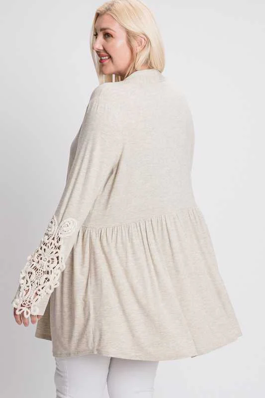 14 OT-U {Tour The Town} Oatmeal Babydoll Cardigan PLUS SIZE XL 2X 3X - Image 3