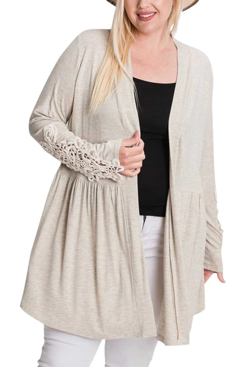 14 OT-U {Tour The Town} Oatmeal Babydoll Cardigan PLUS SIZE XL 2X 3X - Image 4
