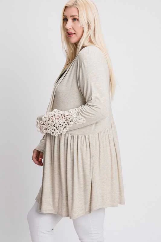 14 OT-U {Tour The Town} Oatmeal Babydoll Cardigan PLUS SIZE XL 2X 3X - Image 5