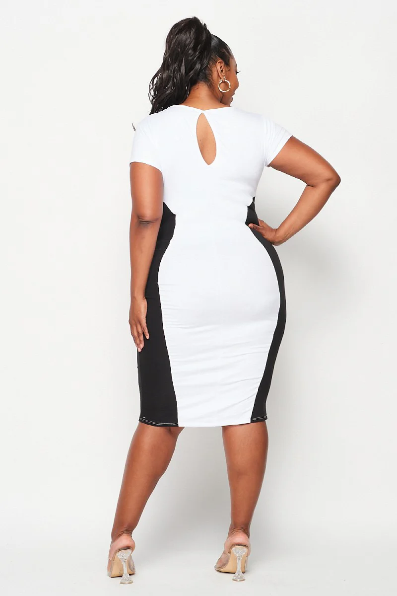 15 CP {Romantic Story} Black/White Color Block Dress PLUS SIZE 1X 2X 3X - Image 3