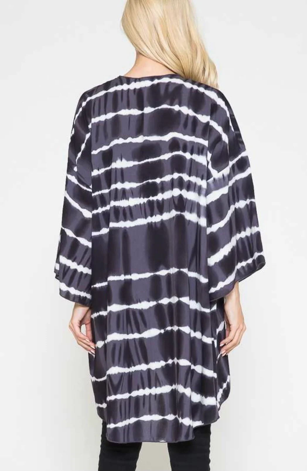 15 OT-B {Set In Motion}  Charcoal Gray Tie Dye Kimono PLUS SIZE 1X 2X 3X - Image 4