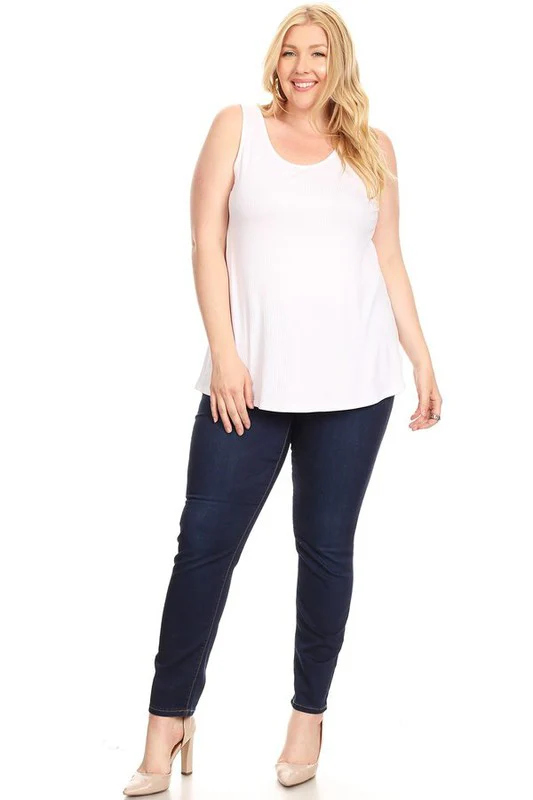 15 SV {Familiar Feelings} White Round Neck Layering Tank PLUS SIZE 1X 2X 3X - Image 3