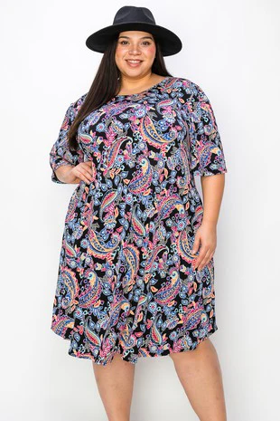 16 PSS {Discreet Dazzle} Black Paisley Print Dress EXTENDED PLUS SIZE 3X 4X 5X - Image 3