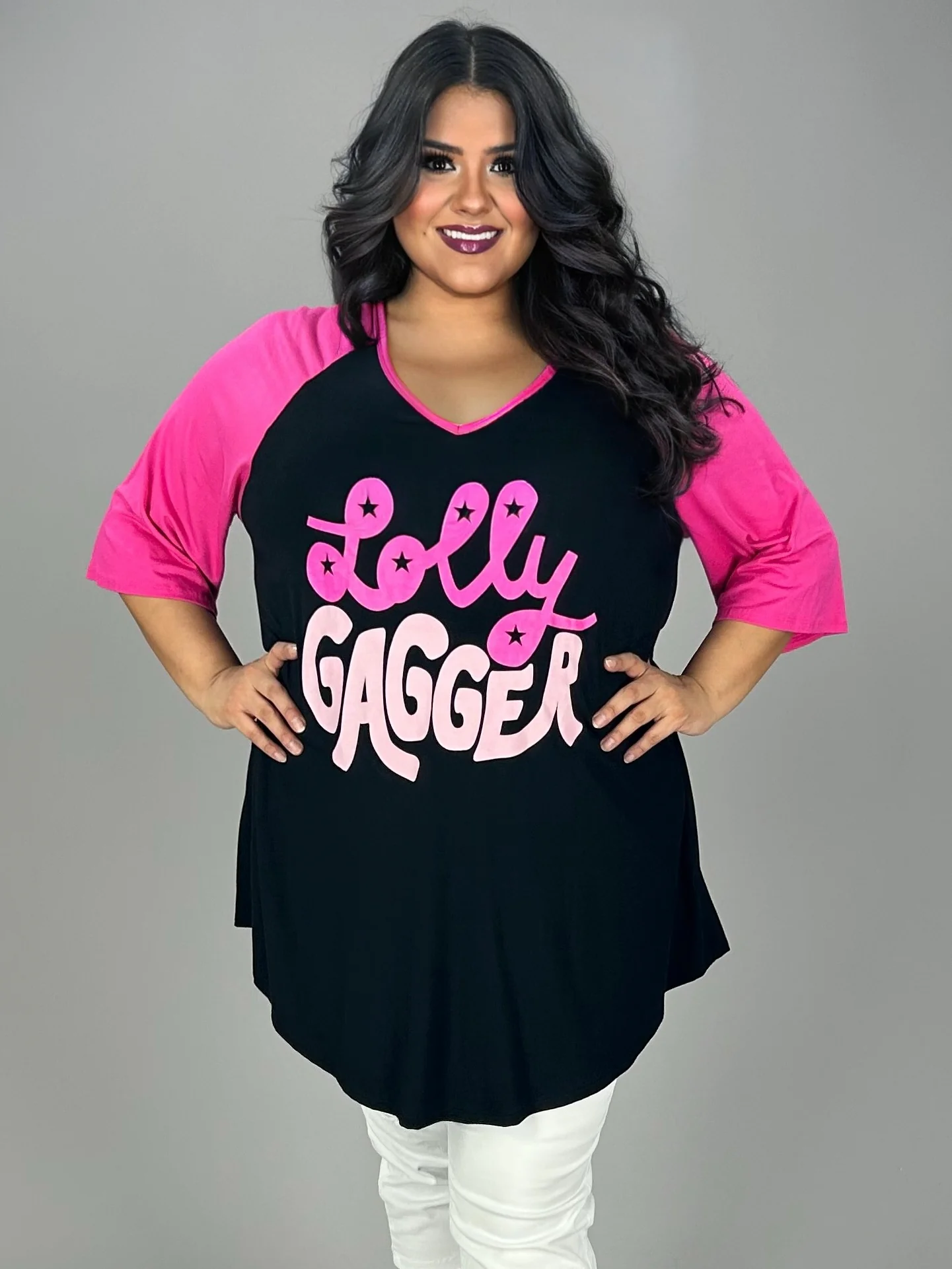 17 GT {Lolly Gagger} Black/Fuchsia Graphic Tee CURVY BRAND!!!!  EXTENDED PLUS SIZE XL 2X 3X 4X 5X 6X (May Size Down 1 Size) - Image 4