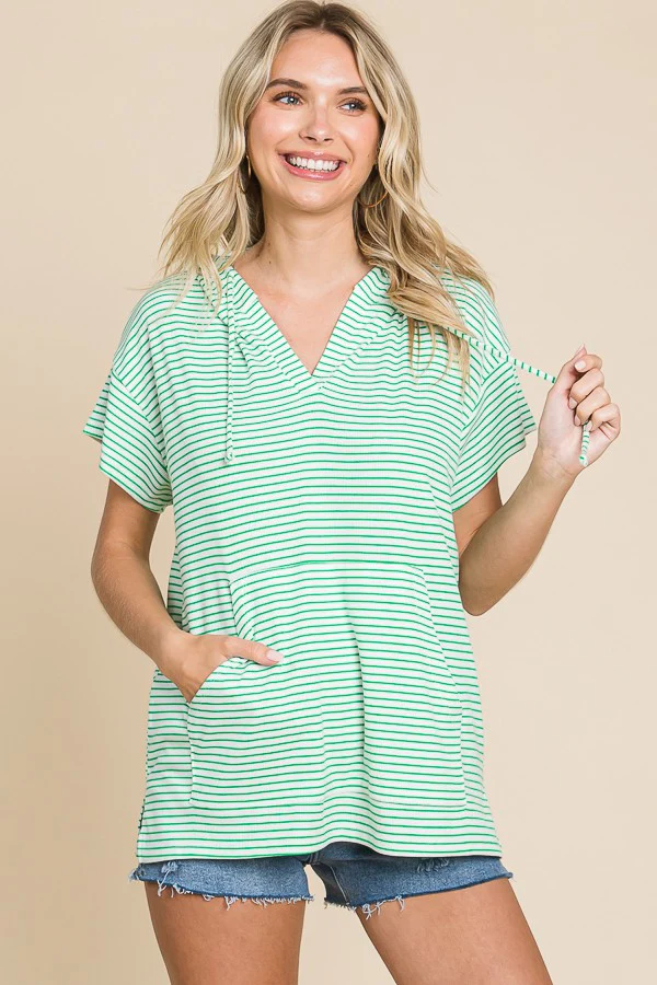 18 HD {Lines Connected} Green Stripe Print Hoodie PLUS SIZE 1X 2X 3X - Image 4