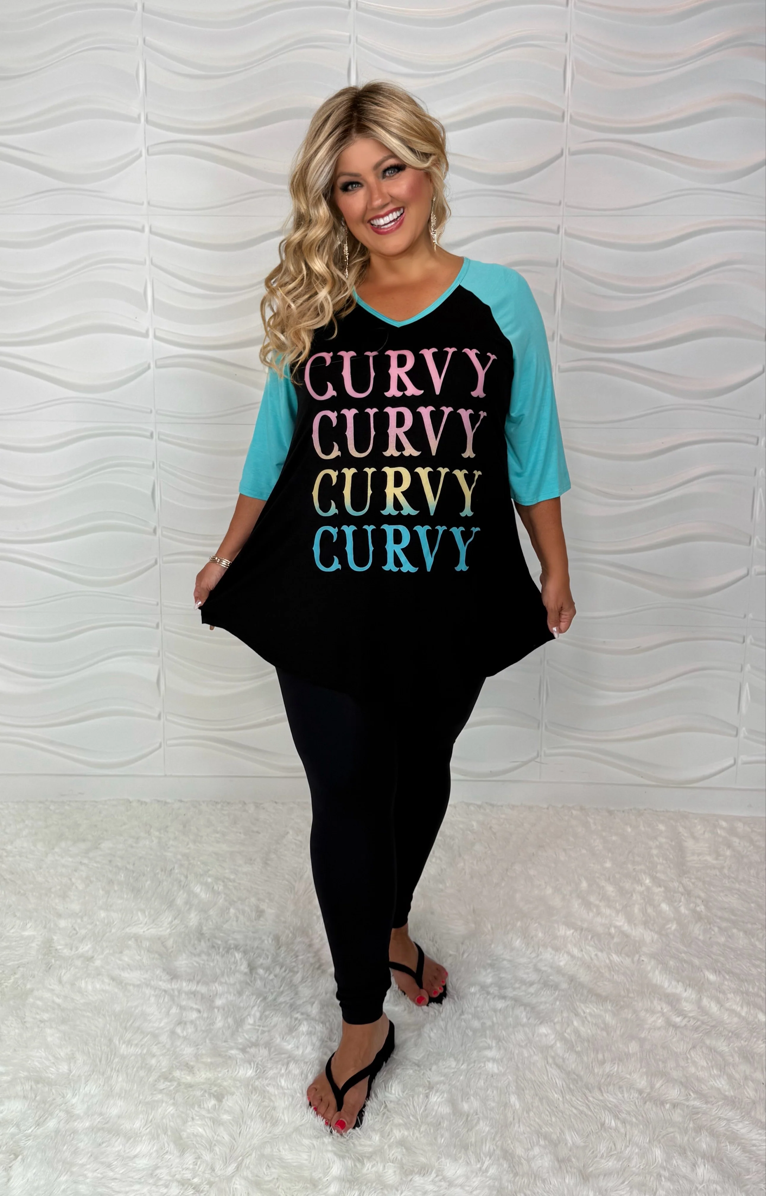 19 GT {Curvy Curvy} Black/Teal Curvy Graphic Tee CURVY BRAND!!  EXTENDED PLUS SIZE XL 2X 3X 4X 5X 6X  (May Size Down 1 Size} - Image 3