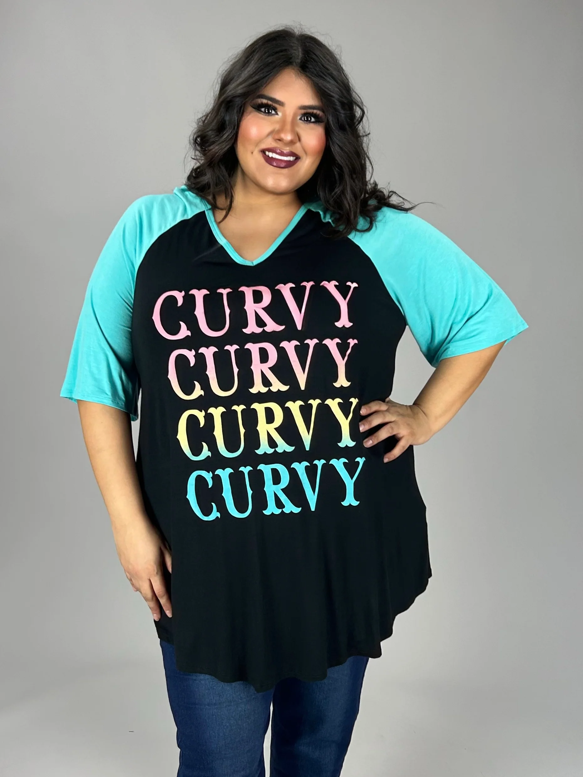 19 GT {Curvy Curvy} Black/Teal Curvy Graphic Tee CURVY BRAND!!  EXTENDED PLUS SIZE XL 2X 3X 4X 5X 6X  (May Size Down 1 Size} - Image 4