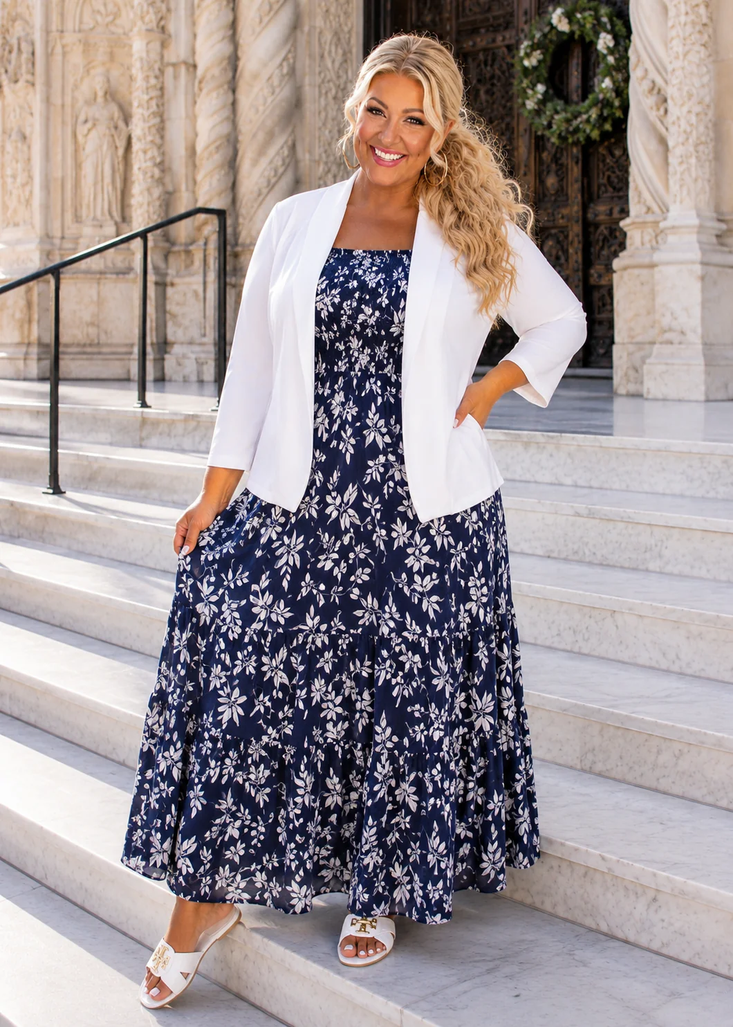 19 OT {On The Clock} White Long Sleeve Cardigan PLUS SIZE XL 2X 3X