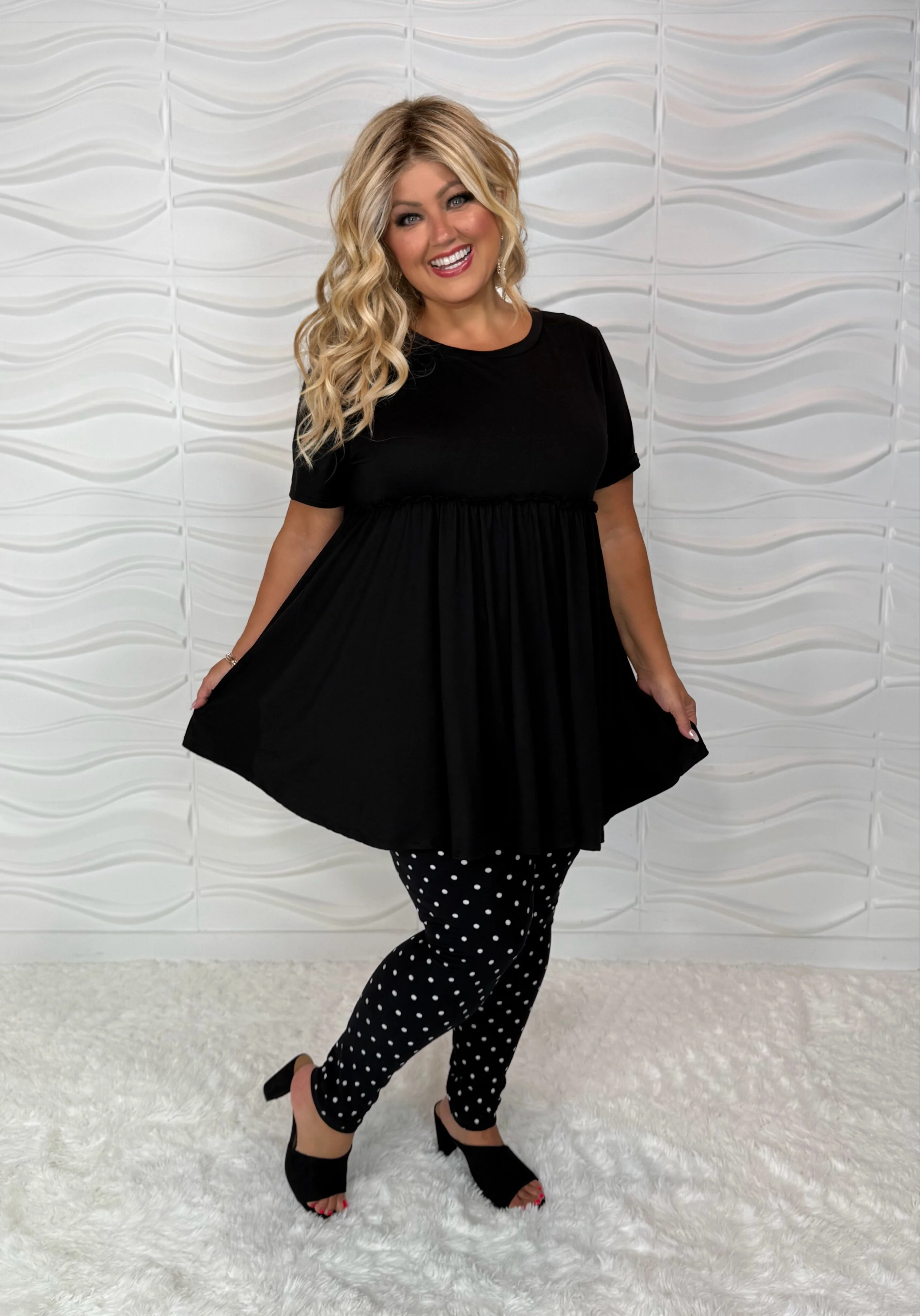LEG-63 {Seeing Spots} Black Leggings w/White Polka Dots  EXTENDED PLUS SIZE 3X/5X - Image 4