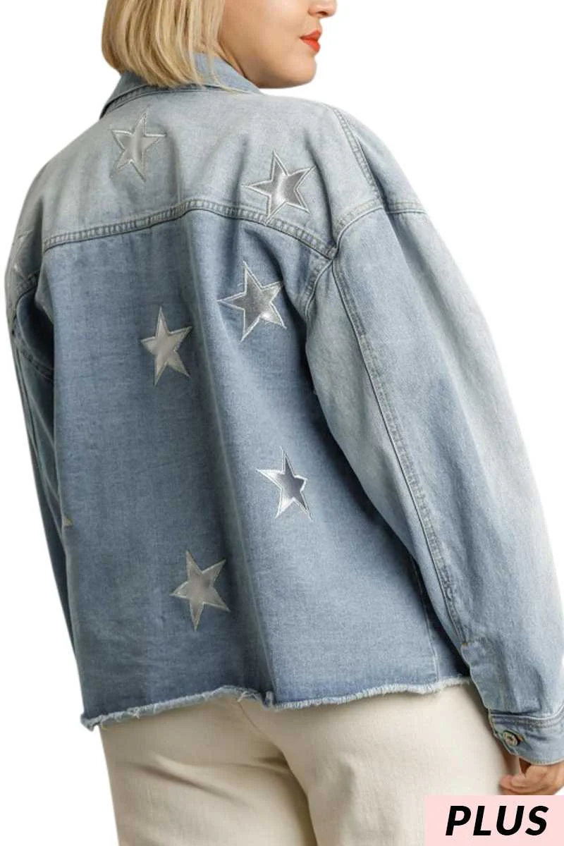 21 OT-D {Seeing Stars} UMGEE Denim Jacket W/Stars PLUS SIZE XL 1X 2X - Image 6