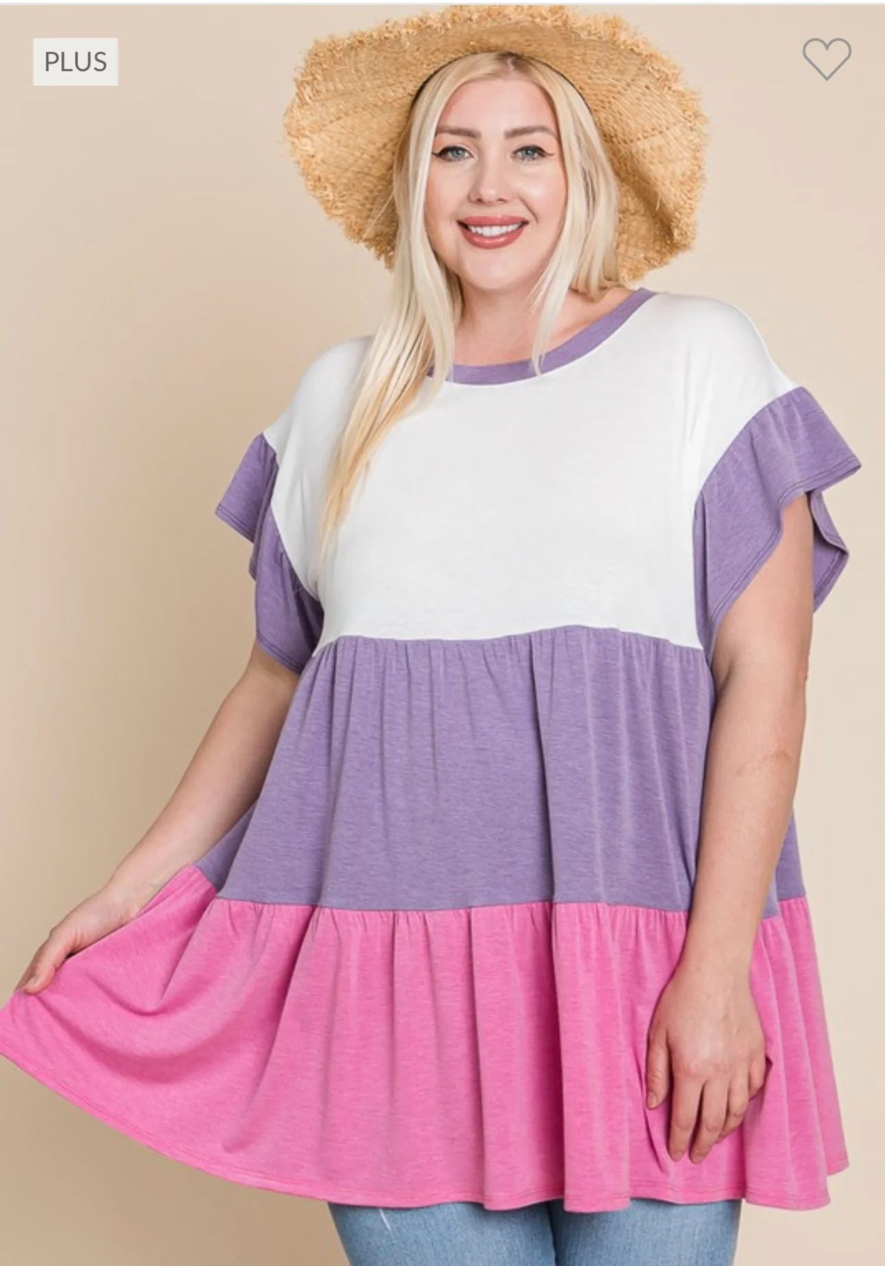 22 CP-U {Share The Joy} Lavender/Pink Contrast Dress PLUS SIZE 1X 2X 3X - Image 2