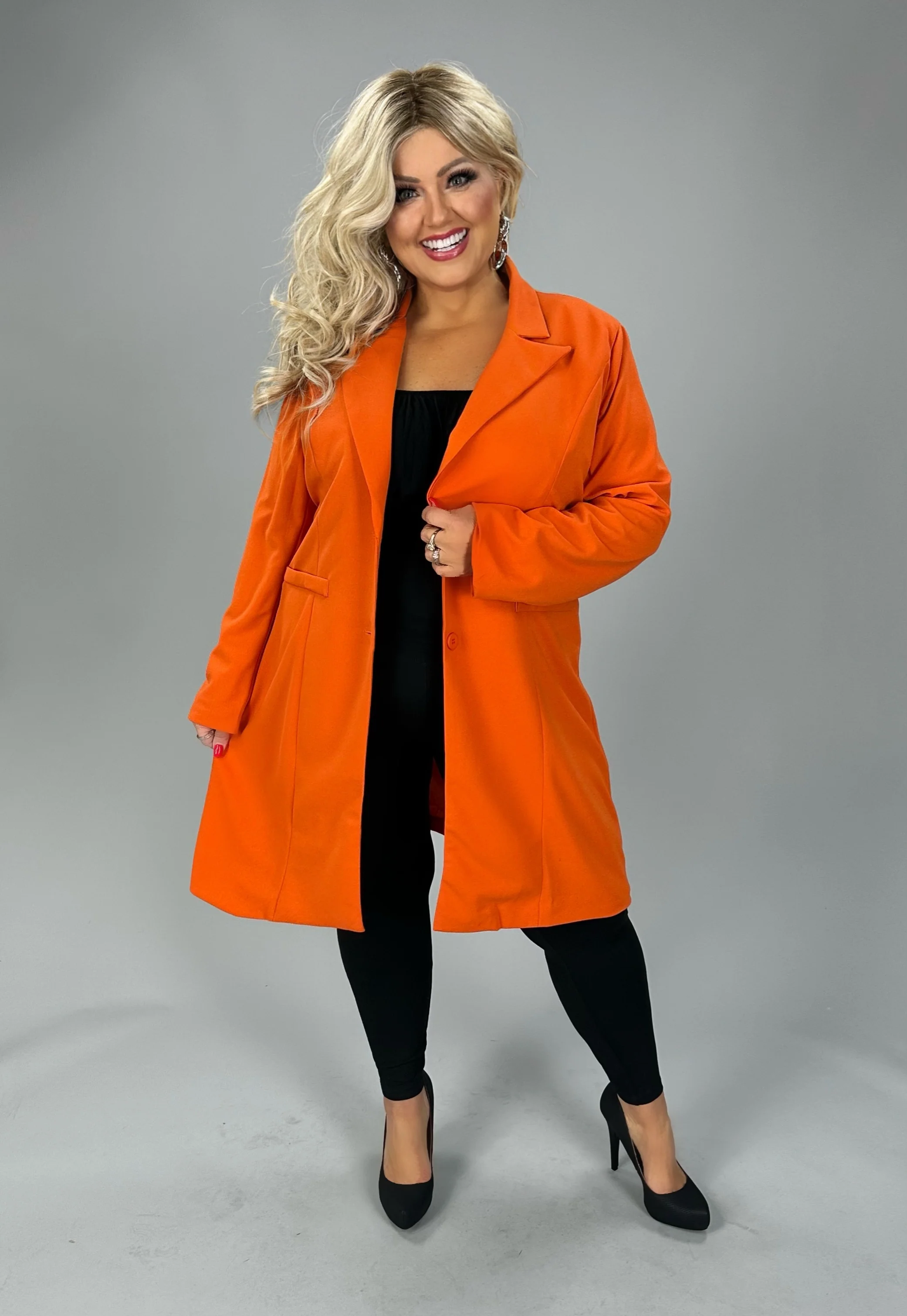 23 OT {Make A Change} Orange Two Button Blazer Jacket PLUS SIZE 1X 2X 3X - Image 6