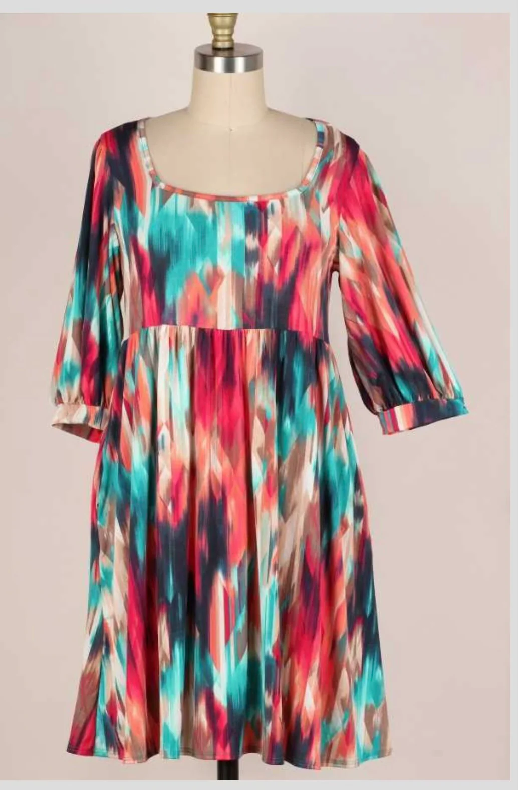 23 PSS-B {One For The Ages} Multi-Color Babydoll Dress PLUS SIZE 1X 2X 3X - Image 3