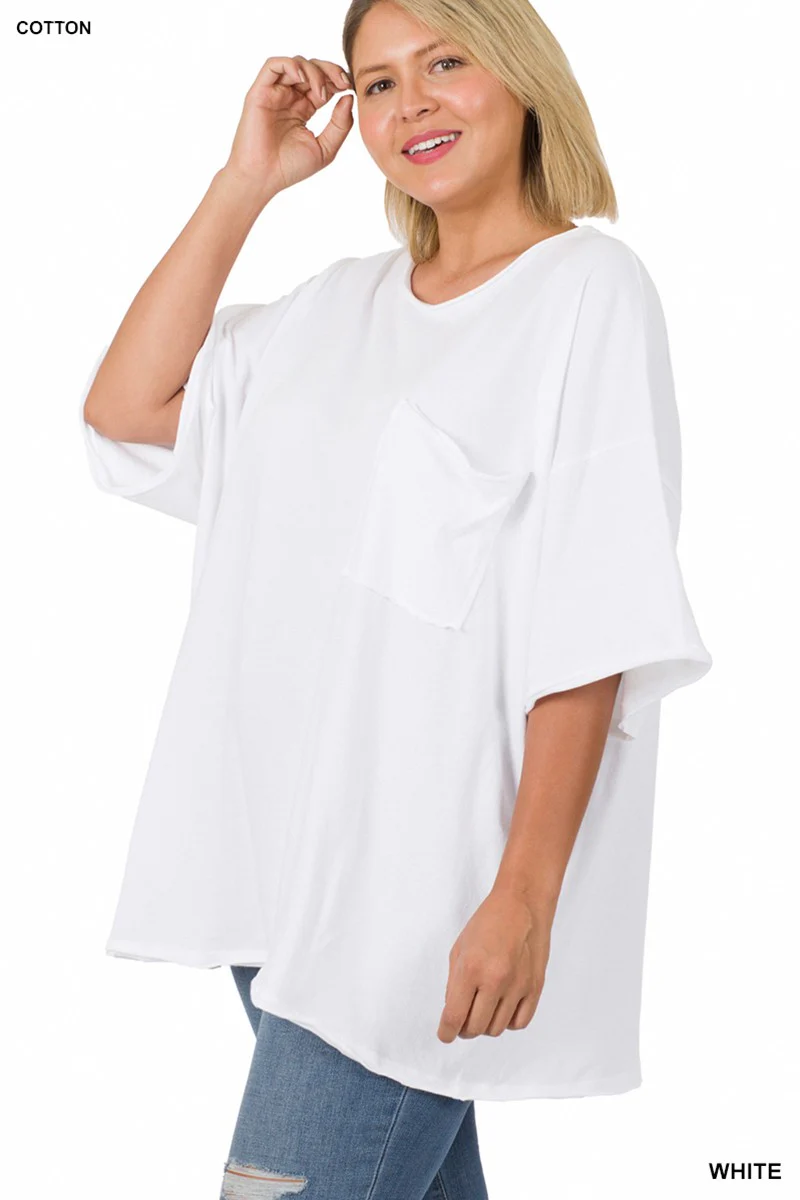 26 SSS {Strong To The Core} White Oversize Top w/Pocket  PLUS SIZE 1X 2X 3X - Image 3