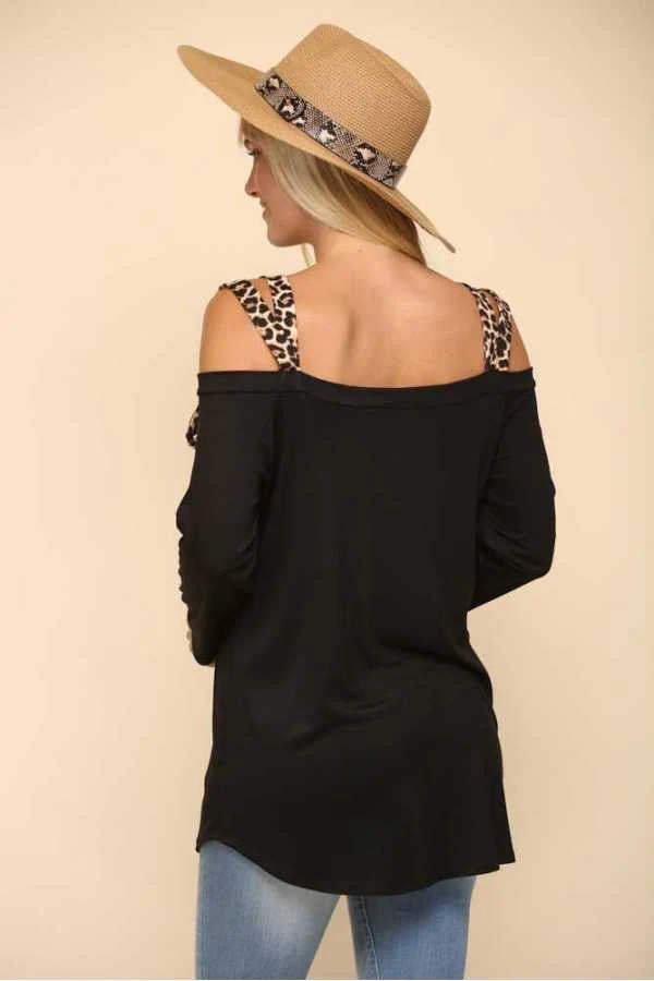 27 OS-K {Secret Romance} Black Leopard Ties Top PLUS SIZE XL 2X 3X - Image 3