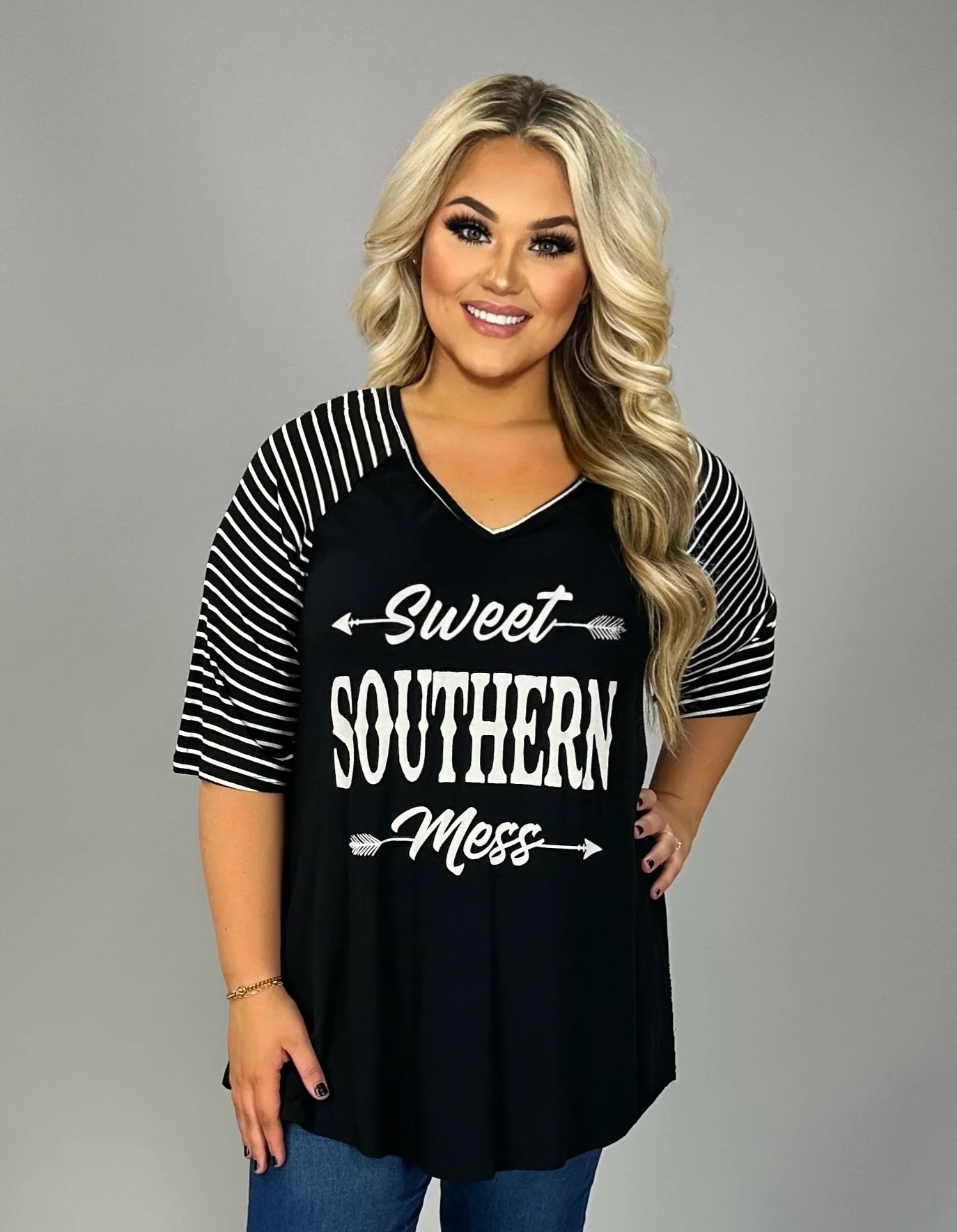 28  GT {Southern Mess} Black "Sweet Southern Mess" Graphic Tee  PLUS SIZE XL 2X 3X 4X 5X 6X (May Size Down 1 Size) - Image 3
