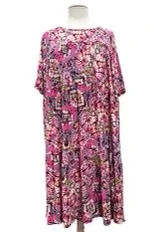 28 PSS {Light Up The Room} Fuchsia/Teal Print Tiered Dress EXTENDED PLUS SIZE 3X 4X 5X - Image 3