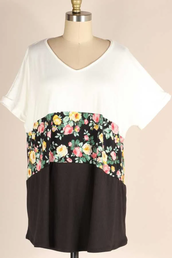 31 CP {Bloom To Perfection} Ivory/Black Floral Top PLUS SIZE XL 2X 3X - Image 4