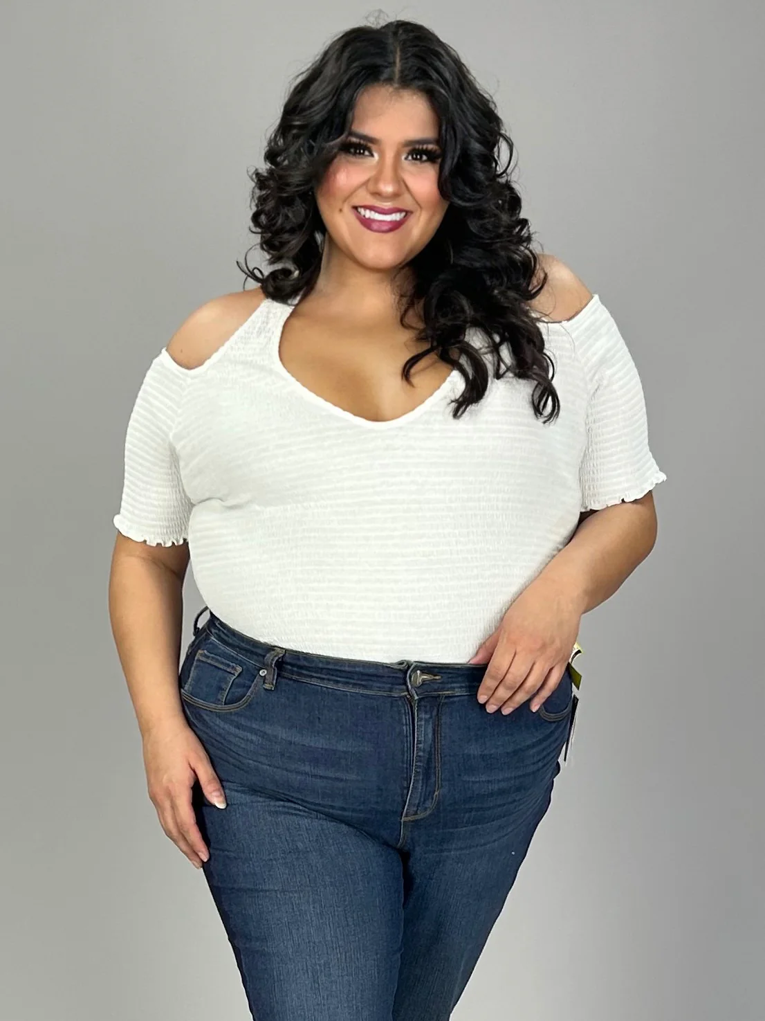 31 OS-Y {Happening Now} White Smocked Halter Top PLUS SIZE XL 2X 3X - Image 3