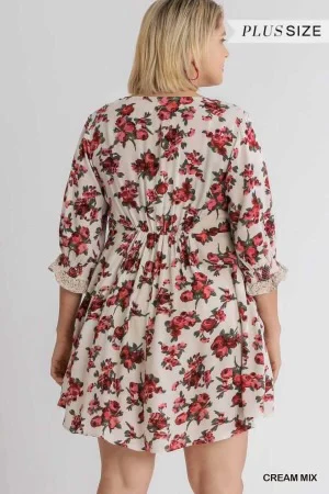 33 PQ-C {The Style Lives On} Umgee Cream Floral Dress PLUS SIZE XL 1X 2X - Image 5