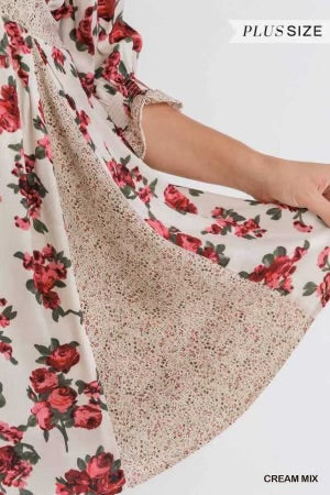 33 PQ-C {The Style Lives On} Umgee Cream Floral Dress PLUS SIZE XL 1X 2X - Image 6