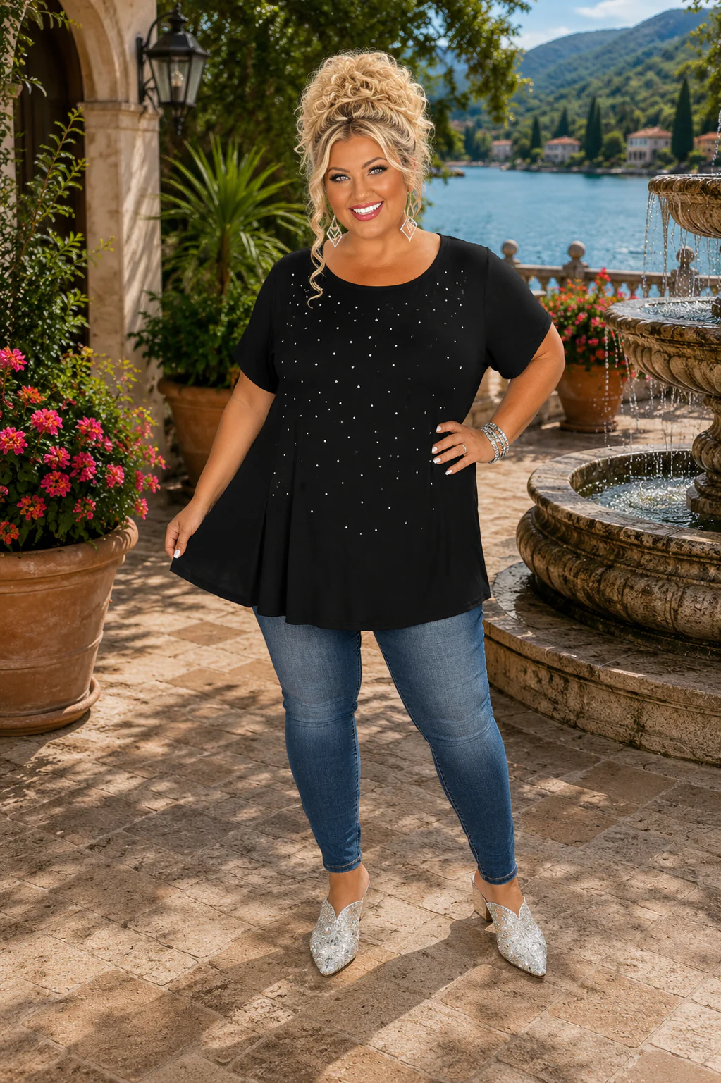 33 SD {Midnight Melodies} VOCAL Black Top w Rhinestone Detail  PLUS SIZE 1X 2X 3X