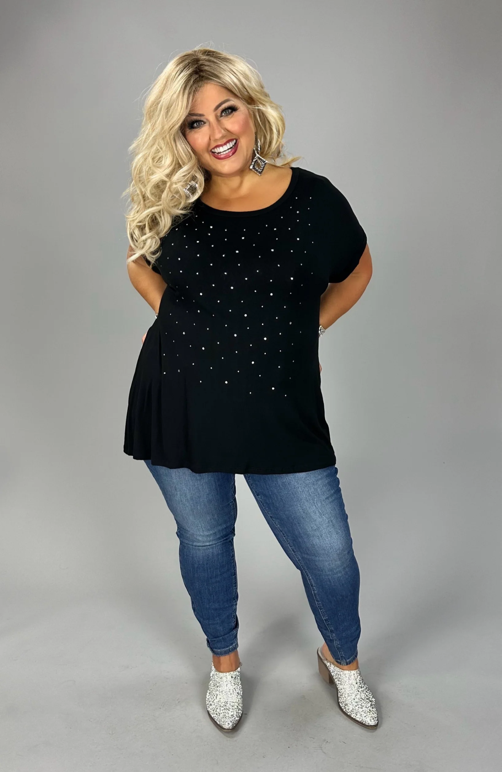 33 SD {Midnight Melodies} VOCAL Black Top w Rhinestone Detail  PLUS SIZE 1X 2X 3X - Image 2